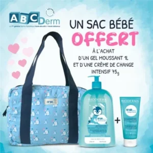 BIODERMA ABCDERM OFFRE GEL MOUSSANT 1LITRE + CHANGE INTENSIF 75G + SAC OFFERT